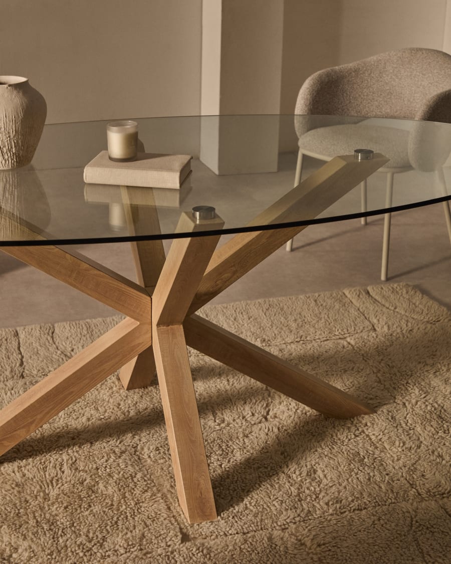 Japandi Oval Glass Table