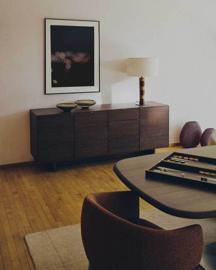 Walnut Veneer Japandi Sideboard