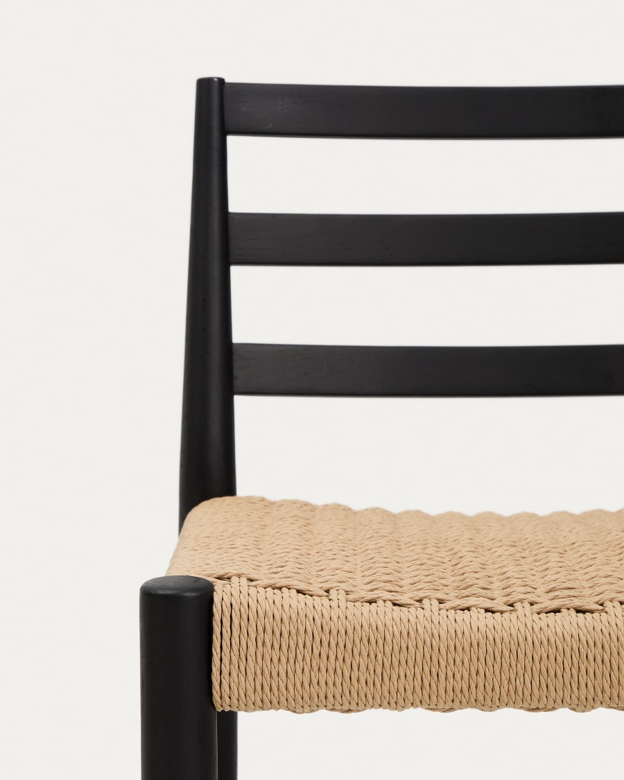 Black Wood Japandi Stool