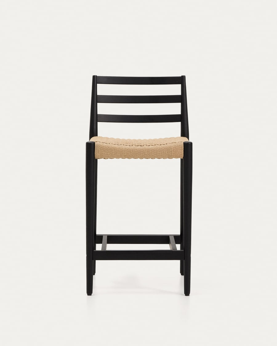 Black Wood Japandi Stool