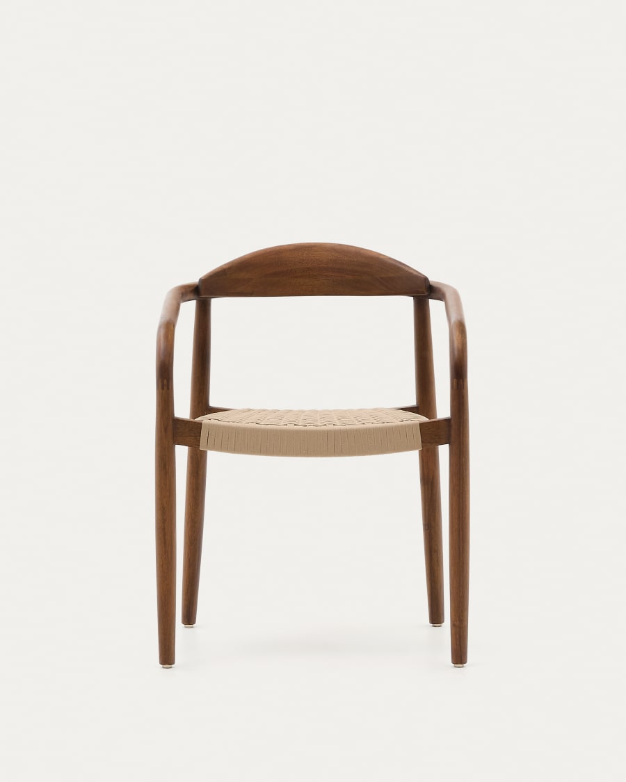 Walnut Acacia Rope Japandi Chair in solid acacia and woven cord