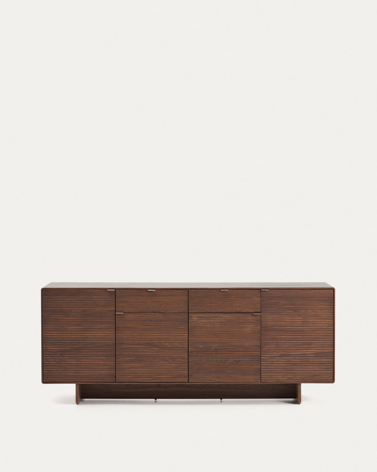 Walnut Veneer Japandi Sideboard with four doors and two drawers