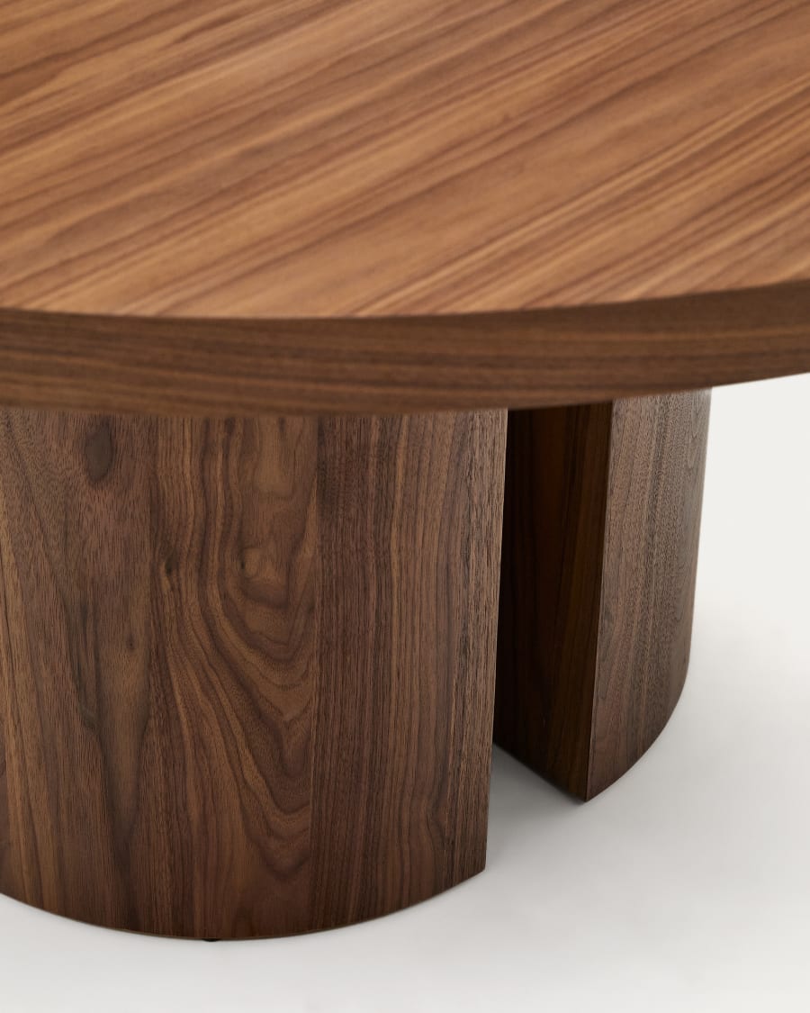 Round Dark Wood Japandi Table