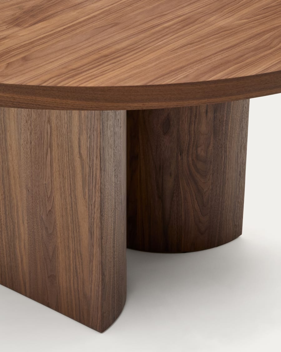 Round Dark Wood Japandi Table