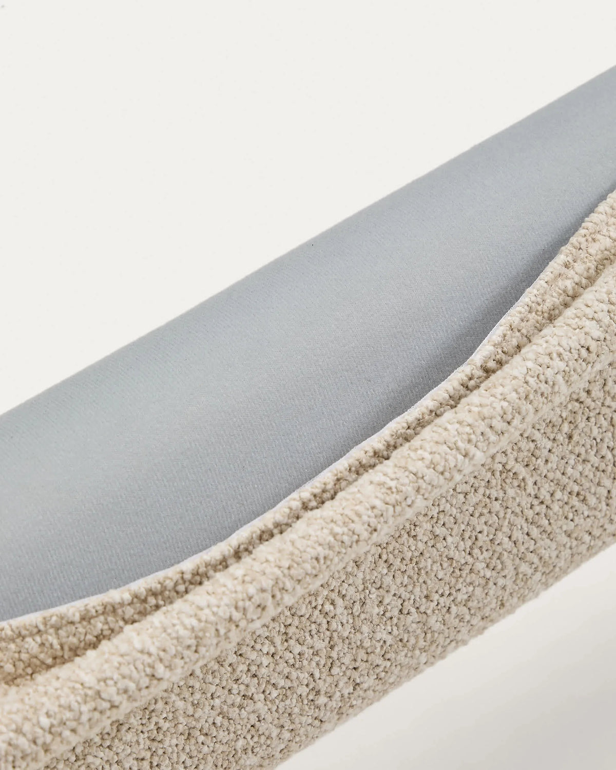 Ecru Bouclé Japandi Bed with Walnut Legs 180x200cm