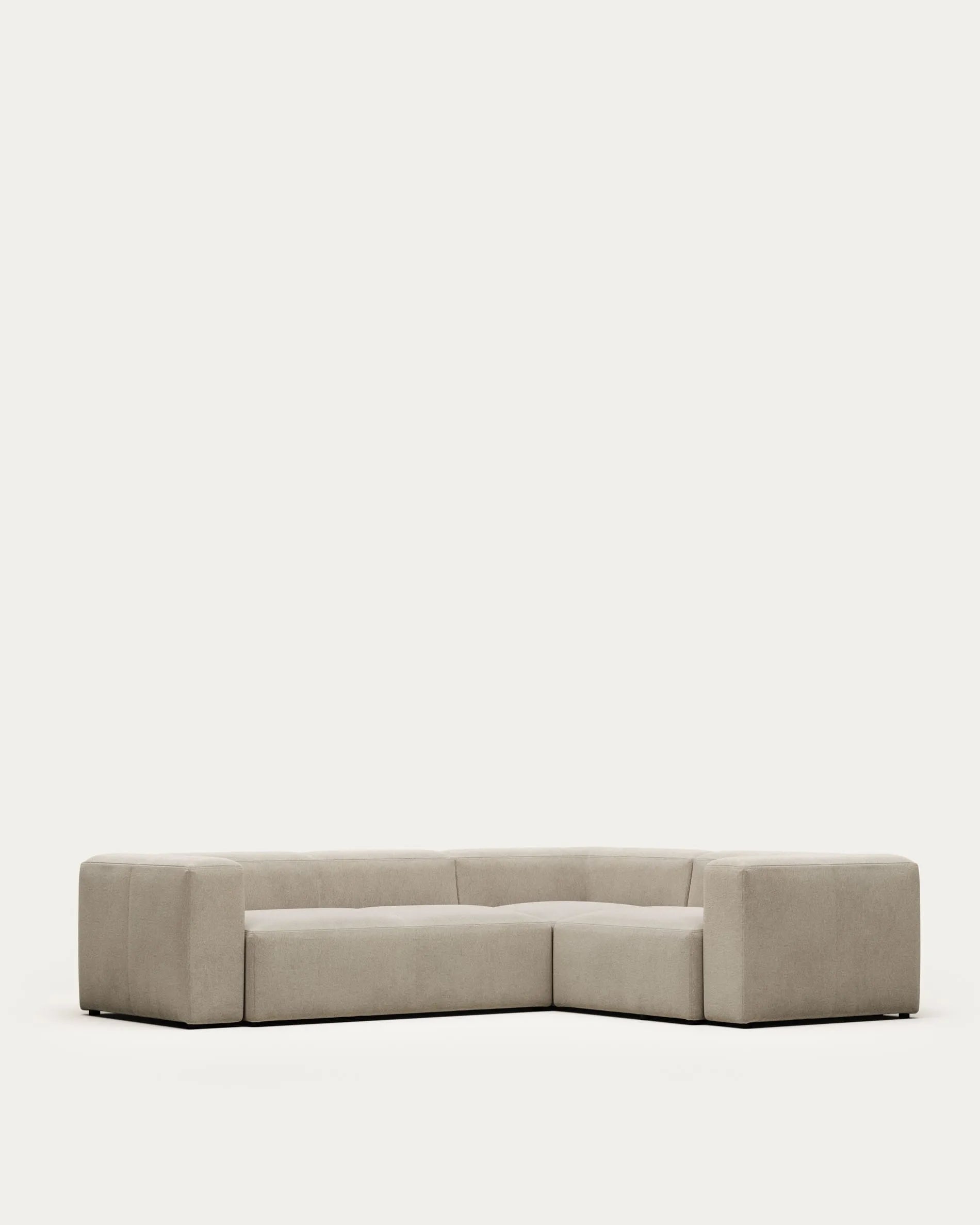 Beige 3 Seater Japandi Corner Sofa in beige upholstery