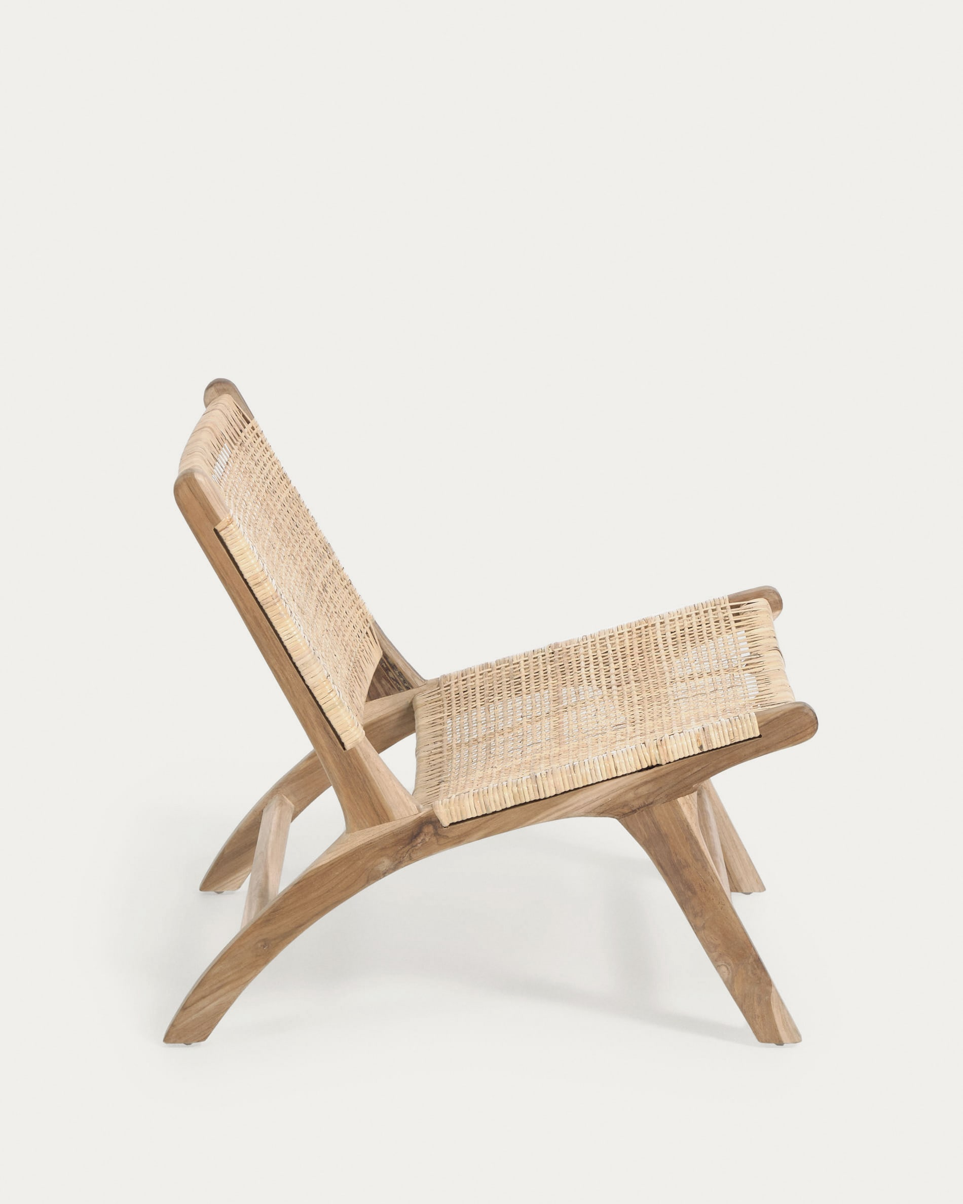 Japandi Wood and Rattan Armchair