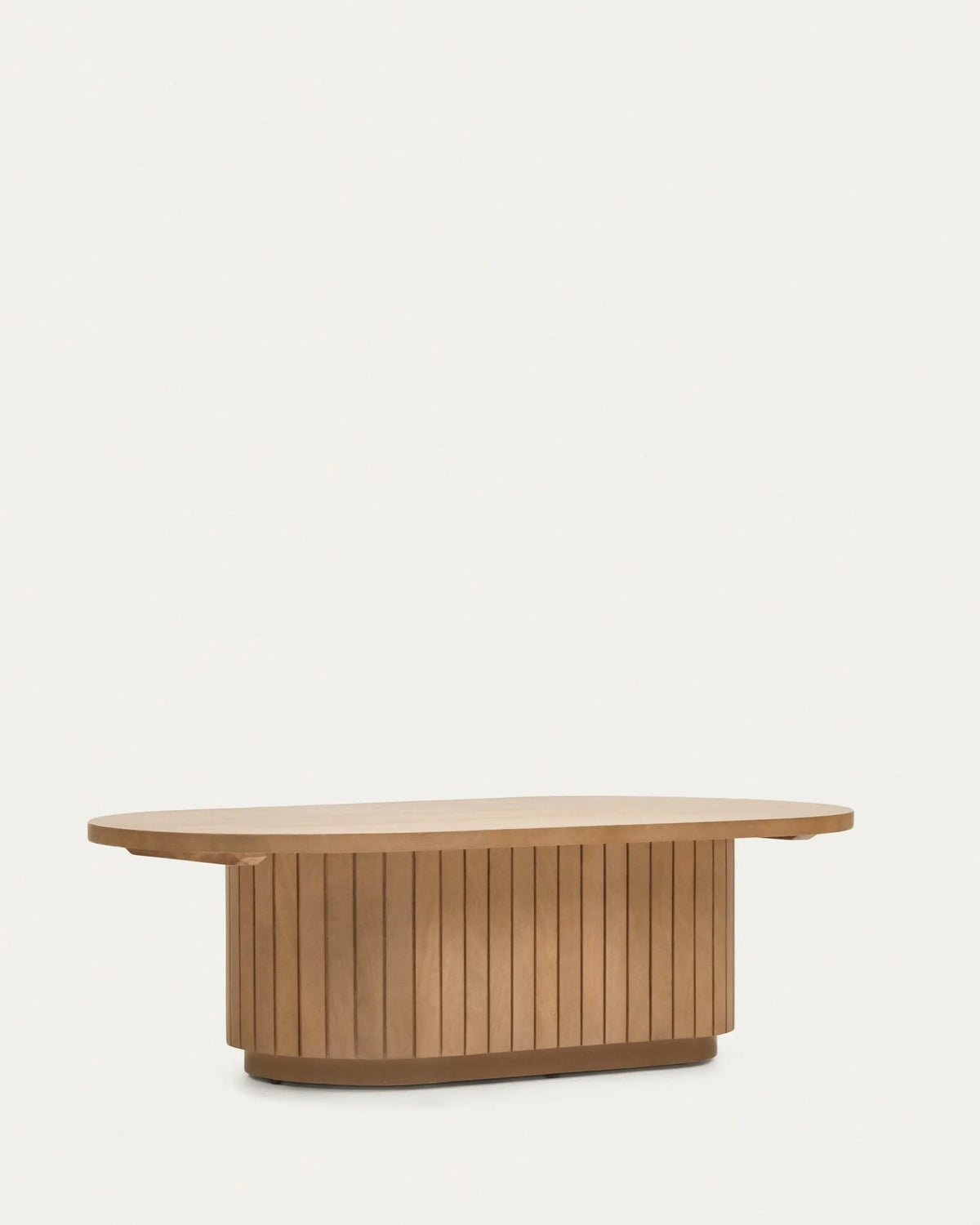 Japandi Coffee Table with Slatted Wood Base