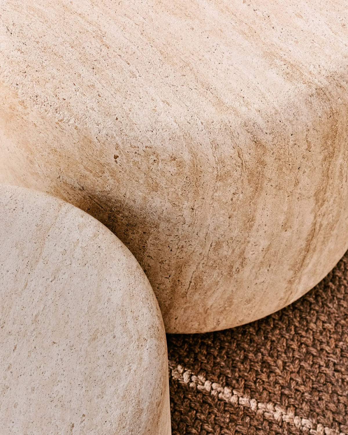 Travertine Round Japandi Coffee Table