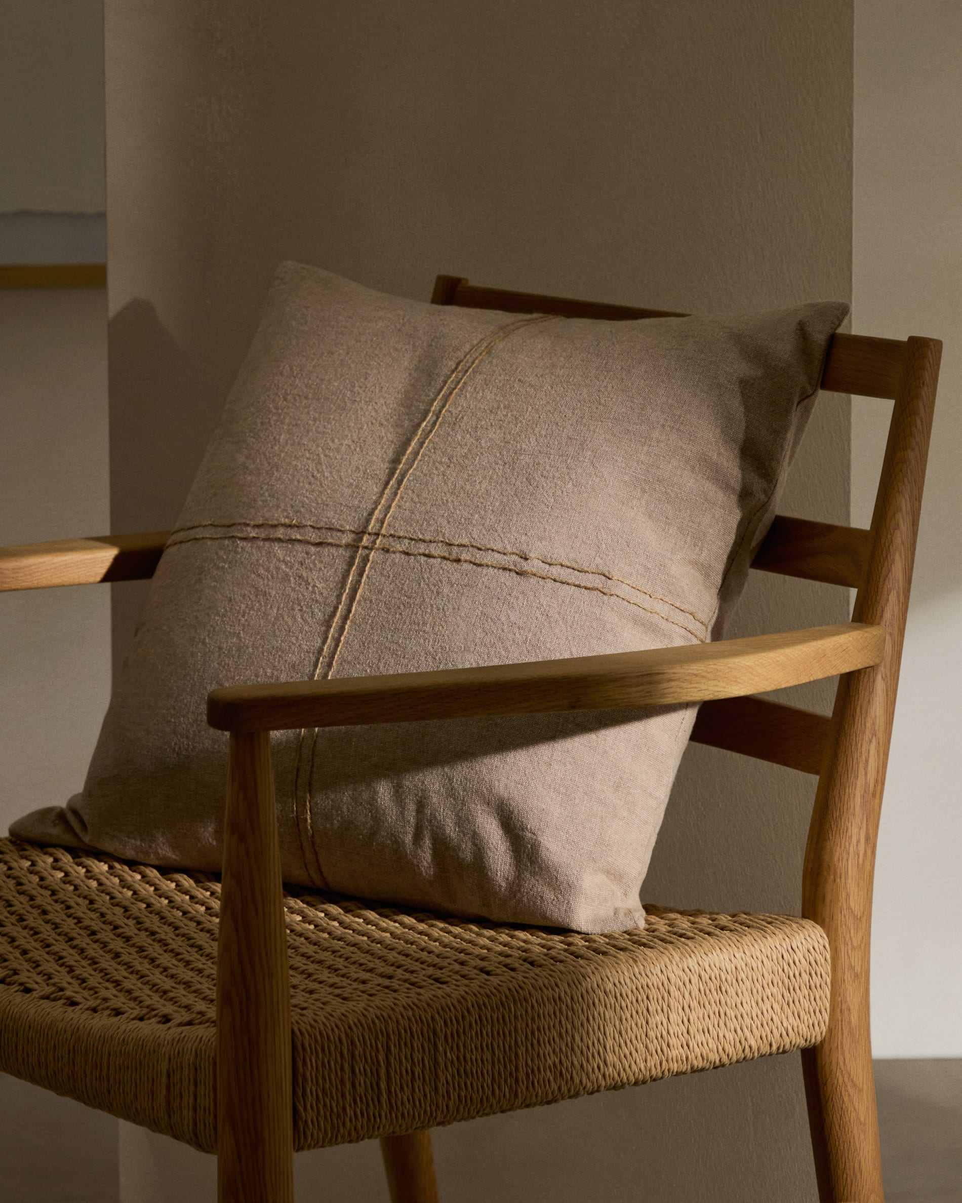 Beige Linen Japandi Cushion Cover