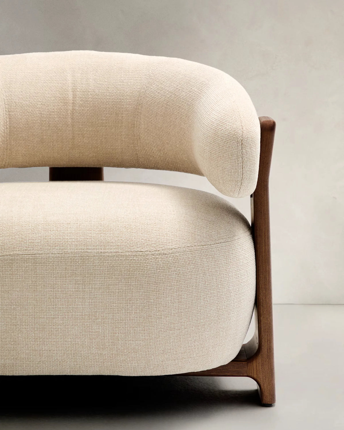 Beige Chenille Japandi Armchair