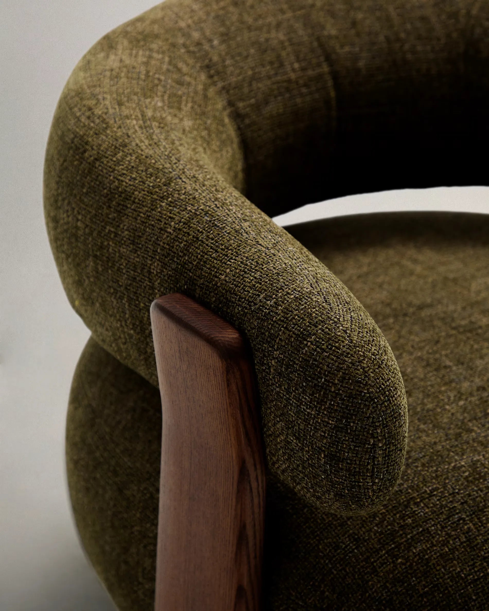 Green Chenille Japandi Armchair