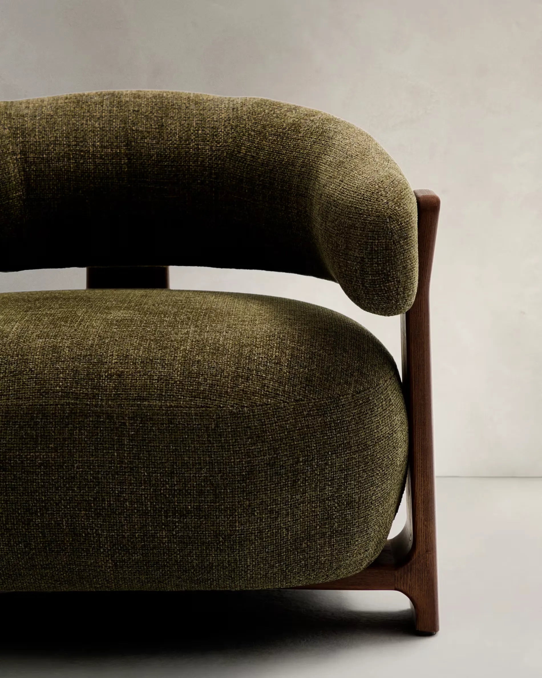 Green Chenille Japandi Armchair