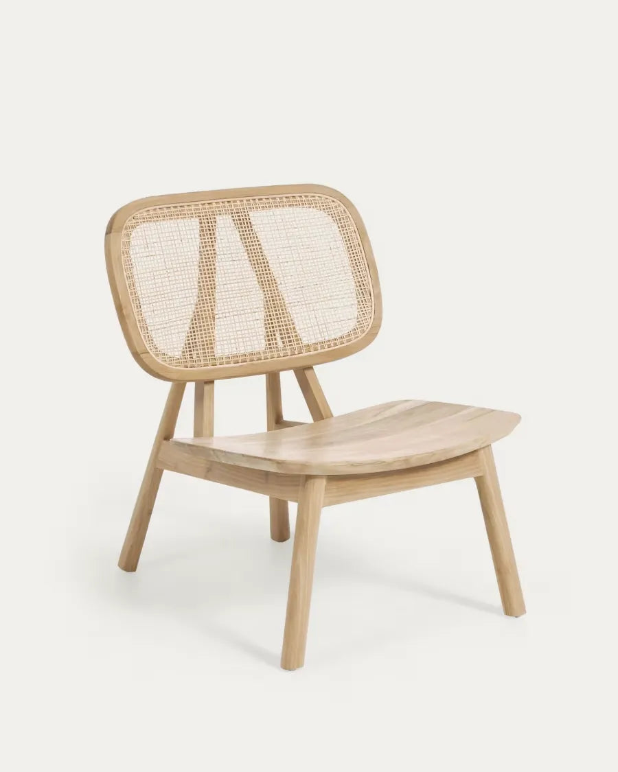 Teak Rattan Japandi Armchair in solid teak and woven rattan