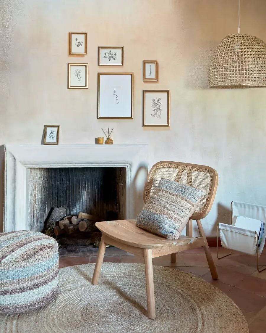 Teak Rattan Japandi Armchair